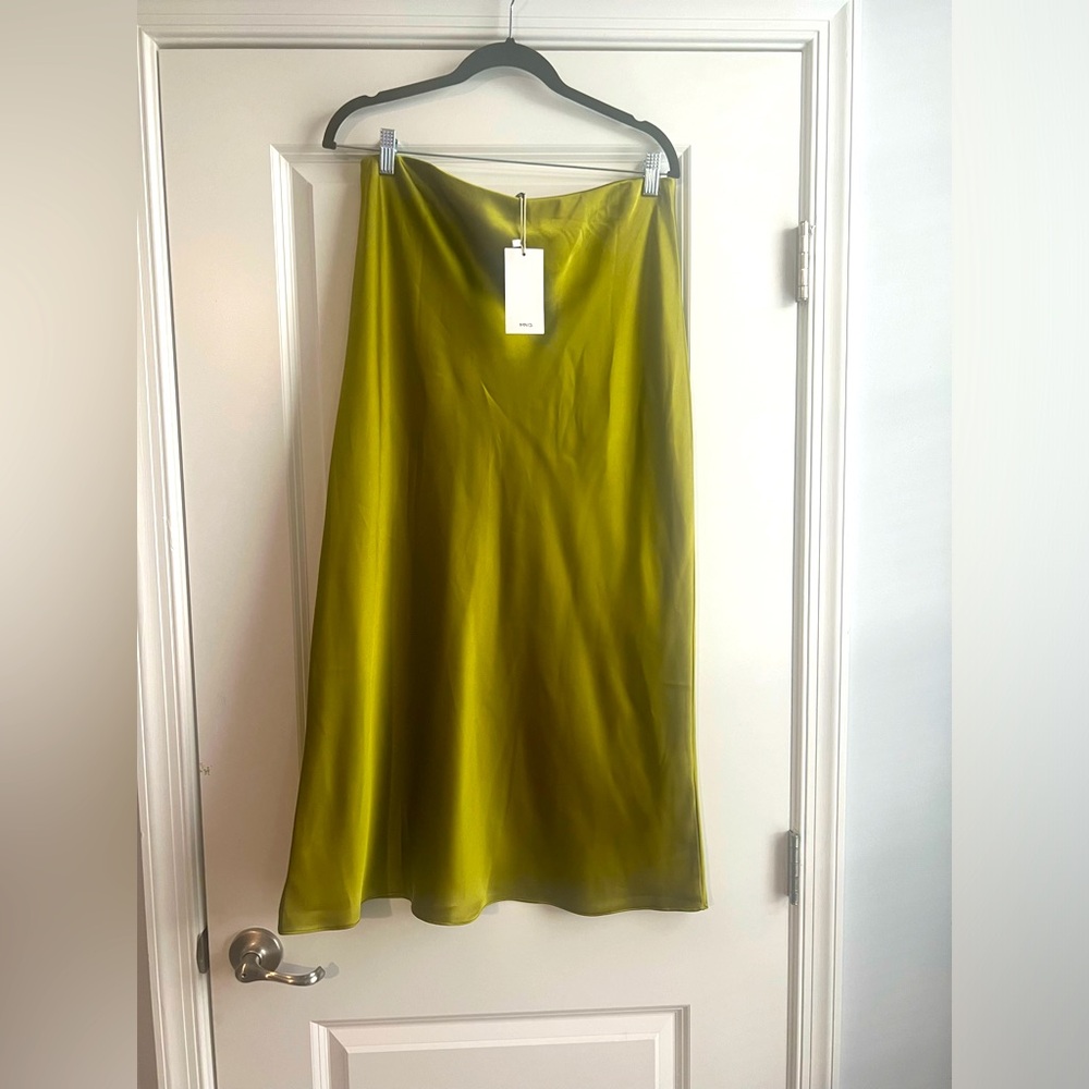 MANGO Satin Midi Skirt